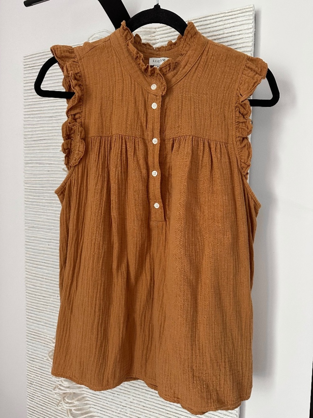 J CREW Cotton Ruffle Sleeveless Babydoll Blouse - SMALL